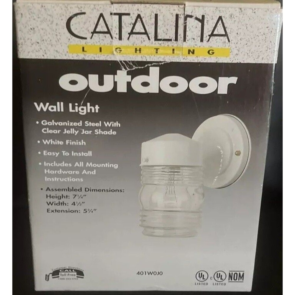 Catalina Outdoor Wall Porch Door Light with White Finish  *NIB*